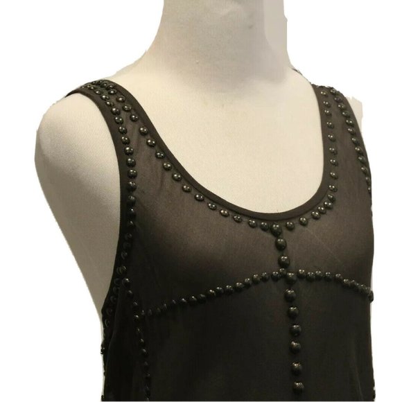ISABEL MARANT Silk Gray Studded Mini Tank Dress - Picture 3 of 8